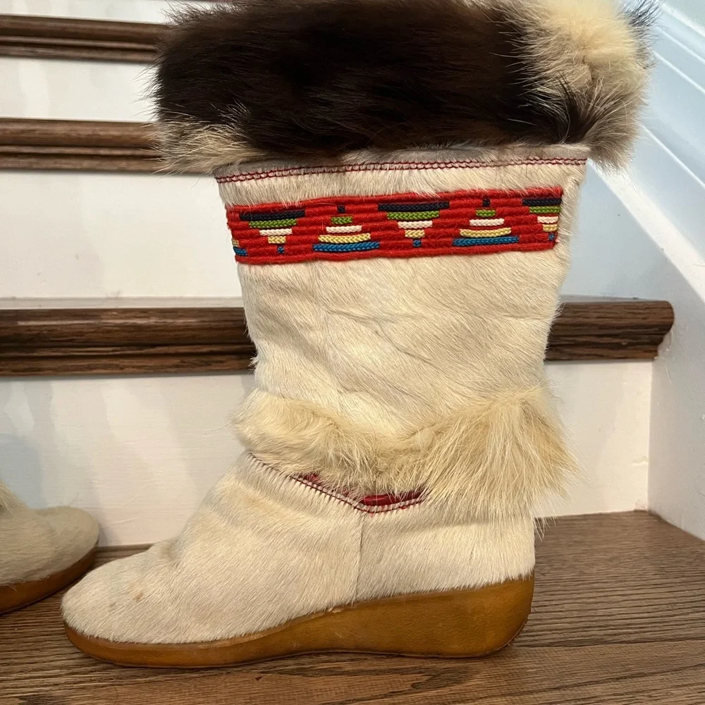 TECNICA Scandinavian Apres Ski Boots Fur-Lined Boots Red Yellow Blue 7.5 (38)